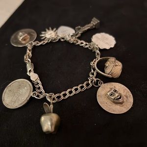 Sterling Silver Charm bracelet & charms statue Liberty mechanical delfino taxco